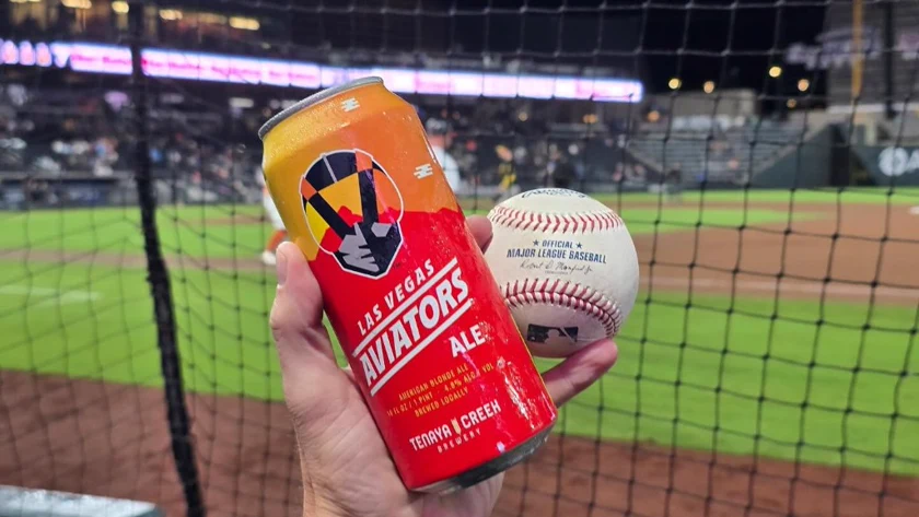 Aviators Ale and a baseball at Las Vegas Ballpark