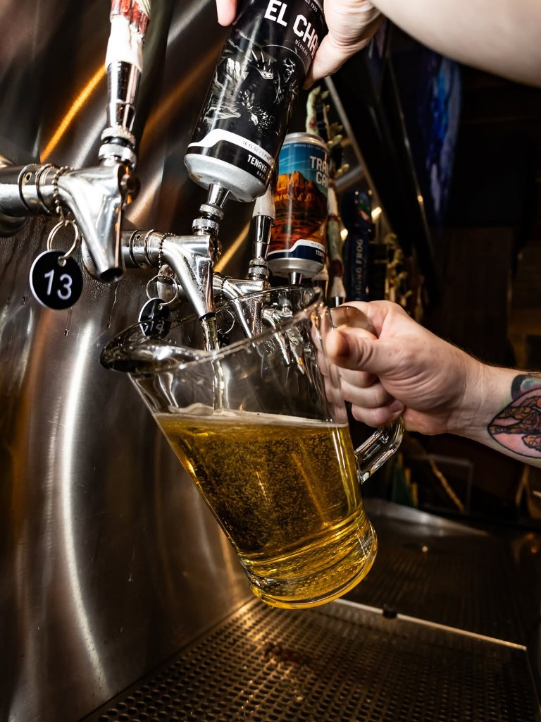 Fresh beer pouring from the tap at Tenaya Creek