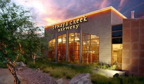 Tenaya Creek Brewery exterior at dusk